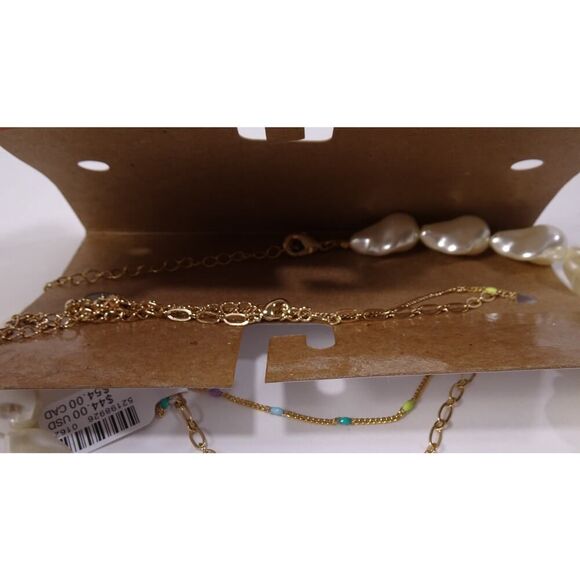 Urban Outfitters Women's Chain & Pearl Toggle Layered Necklace NWT 38 - Picture 7 of 7